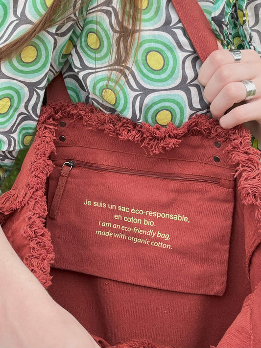 pochette intérieure du cabas XL en coton bio pratique pour la plage ou la piscine